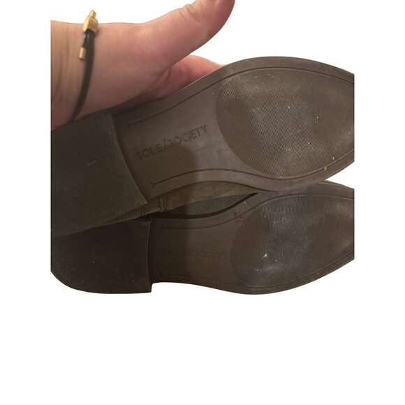Sole Society Taupe Suede Ankle Boots With Wraparound Strap & Side Zipper - Picture 9 of 11